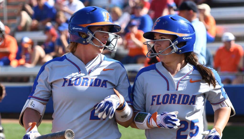 Florida Gators softball players Kayli Kvistad and Janell Wheaton during the Maryland game- 1280x852