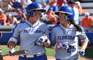 Florida Gators softball players Kayli Kvistad and Janell Wheaton during the Maryland game- 1280x852