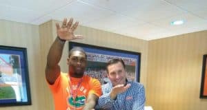 Florida Gators linebacker commit Jammal Abrams with Dan Mullen-768x1024