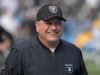 Dec 31, 2017; Carson, CA, USA; Oakland Raiders linebackers coach Sal Sunseri reacts during an NFL football game against the Los Angeles Chargers at StubHub Center. Mandatory Credit: Kirby Lee-USA TODAY Sports