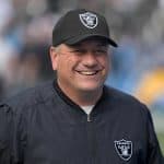 Dec 31, 2017; Carson, CA, USA; Oakland Raiders linebackers coach Sal Sunseri reacts during an NFL football game against the Los Angeles Chargers at StubHub Center. Mandatory Credit: Kirby Lee-USA TODAY Sports