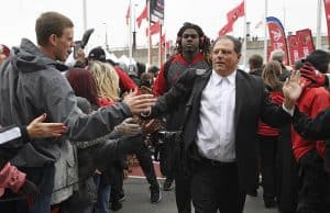 Nov 26, 2016; Louisville, KY, USA; Louisville Cardinals defensive coordinator Todd Grantham greets fans during the Card March before facing the Kentucky Wildcats at Papa John's Cardinal Stadium. Mandatory Credit: Jamie Rhodes-USA TODAY Sports