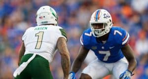 University of Florida Gators defensive back Duke Dawson lines up in coverage against the UAB Blazers- Florida Gators football- 1280x853