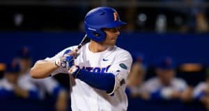 University of Florida infielder Jonathan India in his stance during the Florida Gators 2018 season opener against Siena- Florida Gators baseball- 1280x853