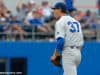 University of Florida pitcher Jackson Kowar reacts after ending the fourth inning with a strikeout against Wake Forest in the Gainesville Super Regional- Florida Gators baseball- 1280x852