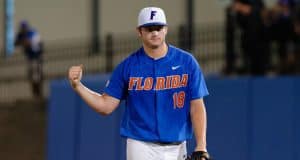 University of Florida pitcher Tyler Dyson walks off the mound after a strikeout against Wake Forest in the Super Regional- Florida Gators baseball- 1280x852