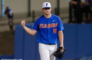 University of Florida pitcher Tyler Dyson walks off the mound after a strikeout against Wake Forest in the Super Regional- Florida Gators baseball- 1280x852