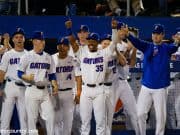 Andrew Baker and the Florida Gators baseball team celebrate a run scored in the season opener against Siena- Florida Gators baseball- 1280x853