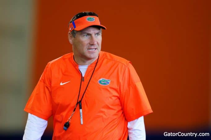 Florida Gators Head Coach Dan Mullen at spring practice 2018- 1280x853