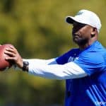 Florida Gators defensive backs coach Charlton Warren at spring practice 2018-1280x853