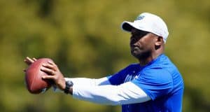 Florida Gators defensive backs coach Charlton Warren at spring practice 2018-1280x853