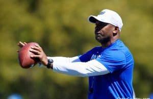 Florida Gators defensive backs coach Charlton Warren at spring practice 2018-1280x853