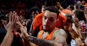 Florida Gators guard Chris Chiozza celebrates after beating Kentucky for senior day-1280x852