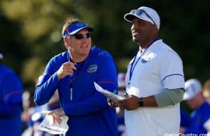 Florida Gators head coach Dan Mullen and quarterbacks coach Brian Johnson- 1280x853