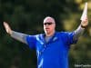 Florida Gators offensive line coach John Hevesy coaching at spring practice 2018- 1280x853