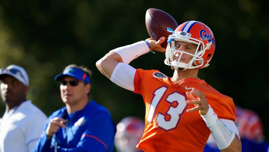 Florida Gators quarterback Feleipe Franks throws in spring practice 2018-1280x853