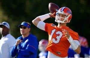 Florida Gators quarterback Feleipe Franks throws in spring practice 2018-1280x853