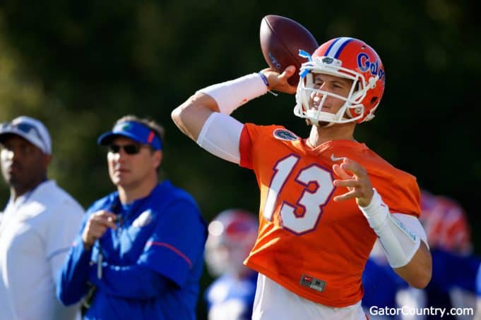 Florida Gators quarterback Feleipe Franks throws in spring practice 2018-1280x853