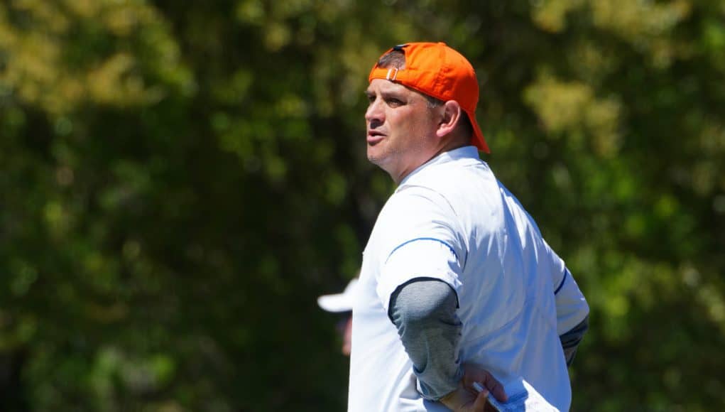 Florida Gators receivers coach Billy Gonzales at spring practice 2018- 1280x853