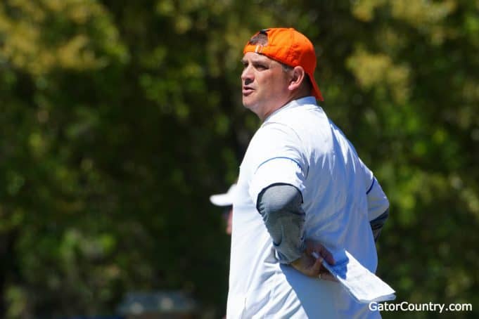 Florida Gators receivers coach Billy Gonzales at spring practice 2018- 1280x853