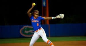 Florida Gators softball powers over Georgia to open WCWS play Florida Gators softball pitcher Aleshia Ocasio pitches against Texas A&M- 1280x853