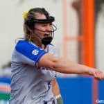 Florida Gators softball pitcher Kelly Barnhill pitches against Maryland in 2018- 1280x853