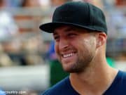 Former University of Florida quarterback Tim Tebow on the sideline for the Florida Gators matchup against the Georgia Bulldogs- Florida Gators football-1280x852