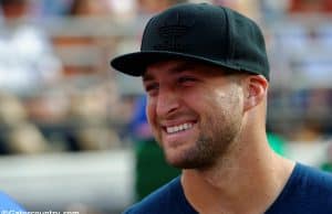 Former University of Florida quarterback Tim Tebow on the sideline for the Florida Gators matchup against the Georgia Bulldogs- Florida Gators football-1280x852