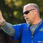 Offensive line coach John Hevesy during Florida Gators spring practice 2018-1280x853