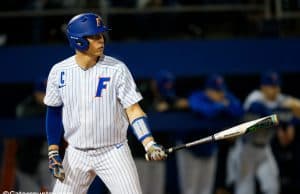 University of Florida catcher JJ Schwarz gets ready in the box in a home win over the Florida State Seminoles- Florida Gators baseball- 1280x853