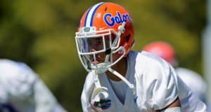 University of Florida cornerback Marco Wilson lines up for a drill during the Florida Gators second spring practice- Florida Gators football- 1280x853