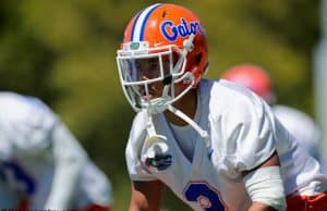 University of Florida cornerback Marco Wilson lines up for a drill during the Florida Gators second spring practice- Florida Gators football- 1280x853