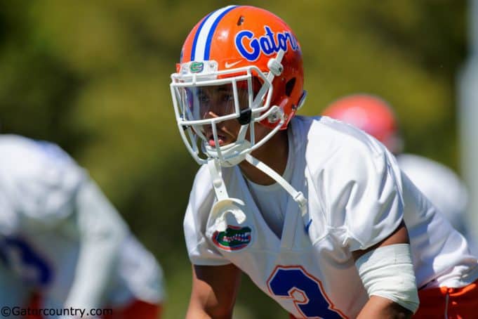 University of Florida cornerback Marco Wilson lines up for a drill during the Florida Gators second spring practice- Florida Gators football- 1280x853