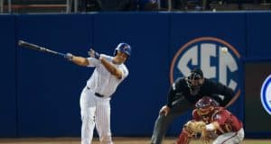 University of Florida first baseman Keenan Bell doubles home two runs to give Florida a 7-4 lead over FSU- Florida Gators baseball- 1280x853