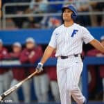 University of Florida first baseman Keenan Bell reacts after striking out against the Florida State Seminoles- Florida Gators baseball- 1280x853