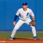 University of Florida infielder Deacon Liput gets set before a pitch in the Florida Gators win over Florida State- Florida Gators baseball- 1280x854