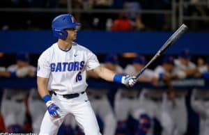 University of Florida outfielder Wil Dalton gets set in the box during an at bat against Siena- Florida Gators baseball- 1280x852