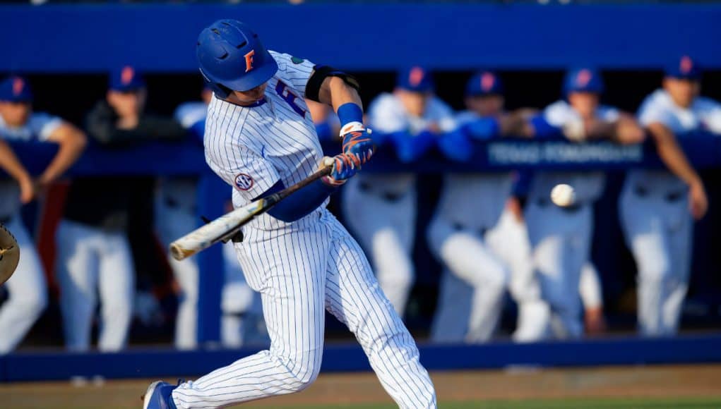 University of Florida outfielder Wil Dalton singles against the Florida State Seminoles- Florida Gators baseball- 1280x853