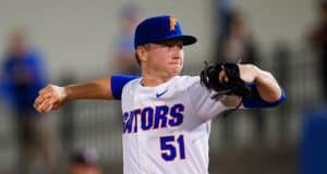 University of Florida pitcher Brady Singer delivers to the plate in the season opener against Stony Brook- Florida Gators baseball- 1280x853