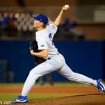 University of Florida pitcher Jack Leftwich throws a pitch in a win over the Florida State Seminoles- Florida Gators baseball- 1280x853