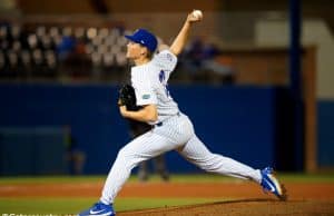 University of Florida pitcher Jack Leftwich throws a pitch in a win over the Florida State Seminoles- Florida Gators baseball- 1280x853