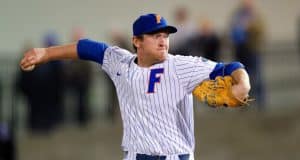 University of Florida pitcher Michael Byrne delivers to the plate in a win over the Florida State Seminoles- Florida Gators baseball- 1280x853