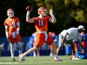 University of Florida quarterback Kyle Trask throws a pass during the Florida Gators first practice of spring- Florida Gators football- 1280x853