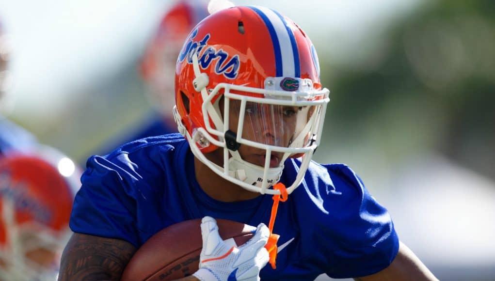 University of Florida receiver Trevon Grimes running through a drill during the Florida Gators second spring practice- Florida Gators football- 1280x853