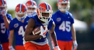 University of Florida receiver Van Jefferson catches a pass during a drill in the Florida Gators first practice of spring camp- Florida Gators football- 1280x853