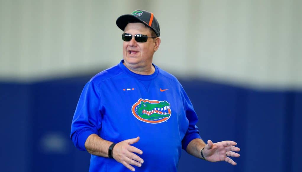 Florida Gators defensive line coach Sal Sunseri during spring practice 2018- 1280x853