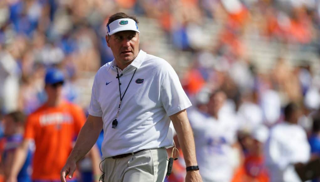 Florida Gators head coach Dan Mullen during the Orange and Blue game- 1280x853