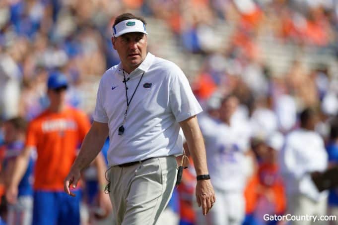 Florida Gators head coach Dan Mullen during the Orange and Blue game- 1280x853