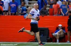 Former University of Florida wide receiver Travis McGriff catches a touchdown pass during the Florida Gators spring game- Florida Gators football- 1280x853