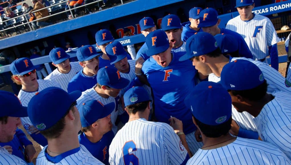 The University of Florida Gators get ready before their first matchup against the FSU Seminoles- Florida Gators baseball- 1280x852